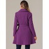 image:imageAllegra K Winter Pea Coats for Women Shawl Lapel Overcoat Single Breasted Belted Long Trench CoatPurple