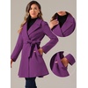 image:imageAllegra K Winter Pea Coats for Women Shawl Lapel Overcoat Single Breasted Belted Long Trench CoatPurple