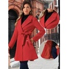 image:imageAllegra K Winter Pea Coats for Women Shawl Lapel Overcoat Single Breasted Belted Long Trench CoatRed