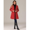 image:imageAllegra K Winter Pea Coats for Women Shawl Lapel Overcoat Single Breasted Belted Long Trench CoatRed