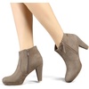 image:imageAllegra K Womens Chunky Heel Platform Ankle Boots  Round Toe Side Zipper Heel 3 17 Inches Party Halloween days Christmas Days Dating EveningNude