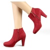 image:imageAllegra K Womens Chunky Heel Platform Ankle Boots  Round Toe Side Zipper Heel 3 17 Inches Party Halloween days Christmas Days Dating EveningRed