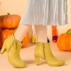 image:imageAllegra K Womens Chunky Heel Platform Ankle Boots  Round Toe Side Zipper Heel 3 17 Inches Party Halloween days Christmas Days Dating EveningYellow