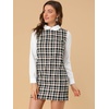 image:imageAllegra K Womens Peter Pan Dress 60s Color Block Mini Long Sleeve DressesBlack Orange
