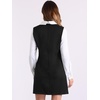image:imageAllegra K Womens Peter Pan Dress 60s Color Block Mini Long Sleeve DressesBlack Solid