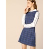 image:imageAllegra K Womens Peter Pan Dress 60s Color Block Mini Long Sleeve DressesBlue