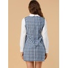 image:imageAllegra K Womens Peter Pan Dress 60s Color Block Mini Long Sleeve DressesBlue White