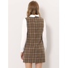 image:imageAllegra K Womens Peter Pan Dress 60s Color Block Mini Long Sleeve DressesDark Brown