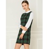 image:imageAllegra K Womens Peter Pan Dress 60s Color Block Mini Long Sleeve DressesGreen