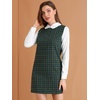 image:imageAllegra K Womens Peter Pan Dress 60s Color Block Mini Long Sleeve DressesGreen Blue