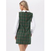 image:imageAllegra K Womens Peter Pan Dress 60s Color Block Mini Long Sleeve DressesGreen Red