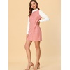 image:imageAllegra K Womens Peter Pan Dress 60s Color Block Mini Long Sleeve DressesPink