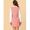 image:imageAllegra K Womens Peter Pan Dress 60s Color Block Mini Long Sleeve DressesPink