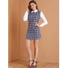image:imageAllegra K Womens Peter Pan Dress 60s Color Block Mini Long Sleeve DressesPurple