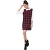 image:imageAllegra K Womens Peter Pan Dress 60s Color Block Mini Long Sleeve DressesRed