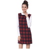 image:imageAllegra K Womens Peter Pan Dress 60s Color Block Mini Long Sleeve DressesRed