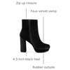 image:imageAllegra K Womens Platform Block Heels Faux Velvet Ankle Boots  Faux Velvet Round Toe Side Zipper Heel 43 Inches Party Halloween days Christmas Days Dating EveningBlack