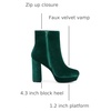 image:imageAllegra K Womens Platform Block Heels Faux Velvet Ankle Boots  Faux Velvet Round Toe Side Zipper Heel 43 Inches Party Halloween days Christmas Days Dating EveningGreen