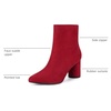 image:imageAllegra K Womens Pointy Toe Side Zip Block Heel Ankle Boots  Chunky Heel Side Zipper Heel 31 Inches Party Halloween days Christmas Days Dating EveningRed