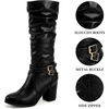 image:imageAllegra K Womens Slouch Buckles Biker Boots Chunky Heels Knee High BootBlack
