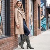 image:imageAllegra K Womens Slouch Buckles Biker Boots Chunky Heels Knee High BootGrey