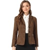 image:imageAllegra K Faux Suede Blazer for Women Lapel Collar Button Front Long Sleeve Jacket Casual Office WearBrown