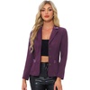 image:imageAllegra K Faux Suede Blazer for Women Lapel Collar Button Front Long Sleeve Jacket Casual Office WearPurple