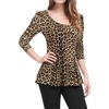image:imageAllegra K Womens Animal Print Long Sleeve Ruffle Hem Scoop Neck Casual Peplum TopBrownleopard