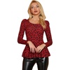 image:imageAllegra K Womens Animal Print Long Sleeve Ruffle Hem Scoop Neck Casual Peplum TopRedleopard