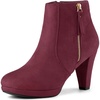 image:imageAllegra K Womens Chunky Heel Platform Ankle Boots  Round Toe Side Zipper Heel 3 17 Inches Party Halloween days Christmas Days Dating EveningBurgundy