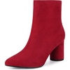 image:imageAllegra K Womens Pointy Toe Side Zip Block Heel Ankle Boots  Chunky Heel Side Zipper Heel 31 Inches Party Halloween days Christmas Days Dating EveningRed