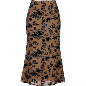 image:imageAllegra K Mesh Fishtail Skirt for Women Floral High Waist 2026 Spring Summer Bodycon Y2K Mermaid Midi SkirtsBrown