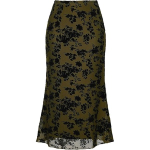 image:imageAllegra K Mesh Fishtail Skirt for Women Floral High Waist 2026 Spring Summer Bodycon Y2K Mermaid Midi SkirtsOlive Green