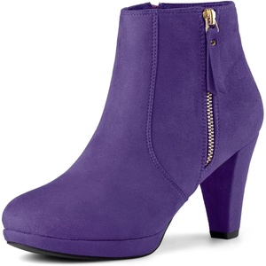 image:imageAllegra K Womens Chunky Heel Platform Ankle Boots  Round Toe Side Zipper Heel 3 17 Inches Party Halloween days Christmas Days Dating EveningDeep Purple