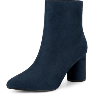 image:imageAllegra K Womens Pointy Toe Side Zip Block Heel Ankle Boots  Chunky Heel Side Zipper Heel 31 Inches Party Halloween days Christmas Days Dating EveningNavy Blue