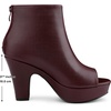 image:imageAllegra K Peep Toe Ankle Boots for Women Back Zip Chunky Heel Platform Boot  3 89 inches Heel Booties with Back Zipper Womens OpenToe Bootie Comfort Fall Winter Dress Casual BootsBurgundy