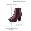 image:imageAllegra K Peep Toe Ankle Boots for Women Back Zip Chunky Heel Platform Boot  3 89 inches Heel Booties with Back Zipper Womens OpenToe Bootie Comfort Fall Winter Dress Casual BootsBurgundy
