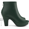 image:imageAllegra K Peep Toe Ankle Boots for Women Back Zip Chunky Heel Platform Boot  3 89 inches Heel Booties with Back Zipper Womens OpenToe Bootie Comfort Fall Winter Dress Casual BootsDark Green