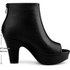 image:imageAllegra K Peep Toe Ankle Boots for Women Back Zip Chunky Heel Platform Boot  3 89 inches Heel Booties with Back Zipper Womens OpenToe Bootie Comfort Fall Winter Dress Casual BootsBlack