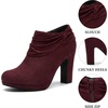 image:imageAllegra K Platform Booties for Women Slouch Round Toe Chunky Heel Ankle BootiesBurgundy