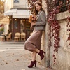 image:imageAllegra K Platform Booties for Women Slouch Round Toe Chunky Heel Ankle BootiesBurgundy