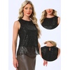 image:imageAllegra K Sequin Tops for Womens Fringe Sleeveless TanksBlack