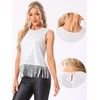image:imageAllegra K Sequin Tops for Womens Fringe Sleeveless TanksWhite