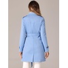 image:imageAllegra K Womens Faux Suede Trench Coat Double Breasted Jacket with Belt  Point Collar Warm Overcoat Fall Winter Long Sleeve Warm Outerwear Work Office Mid Length CoatsSky Blue