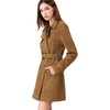 image:imageAllegra K Womens Faux Suede Trench Coat Double Breasted Jacket with Belt  Point Collar Warm Overcoat Fall Winter Long Sleeve Warm Outerwear Work Office Mid Length CoatsBrown