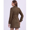 image:imageAllegra K Womens Faux Suede Trench Coat Double Breasted Jacket with Belt  Point Collar Warm Overcoat Fall Winter Long Sleeve Warm Outerwear Work Office Mid Length CoatsCoffee