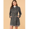 image:imageAllegra K Womens Faux Suede Trench Coat Double Breasted Jacket with Belt  Point Collar Warm Overcoat Fall Winter Long Sleeve Warm Outerwear Work Office Mid Length CoatsDark Gray