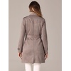 image:imageAllegra K Womens Faux Suede Trench Coat Double Breasted Jacket with Belt  Point Collar Warm Overcoat Fall Winter Long Sleeve Warm Outerwear Work Office Mid Length CoatsDark Beige