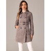image:imageAllegra K Womens Faux Suede Trench Coat Double Breasted Jacket with Belt  Point Collar Warm Overcoat Fall Winter Long Sleeve Warm Outerwear Work Office Mid Length CoatsDark Beige