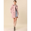 image:imageAllegra K Womens Faux Suede Trench Coat Double Breasted Jacket with Belt  Point Collar Warm Overcoat Fall Winter Long Sleeve Warm Outerwear Work Office Mid Length CoatsPink